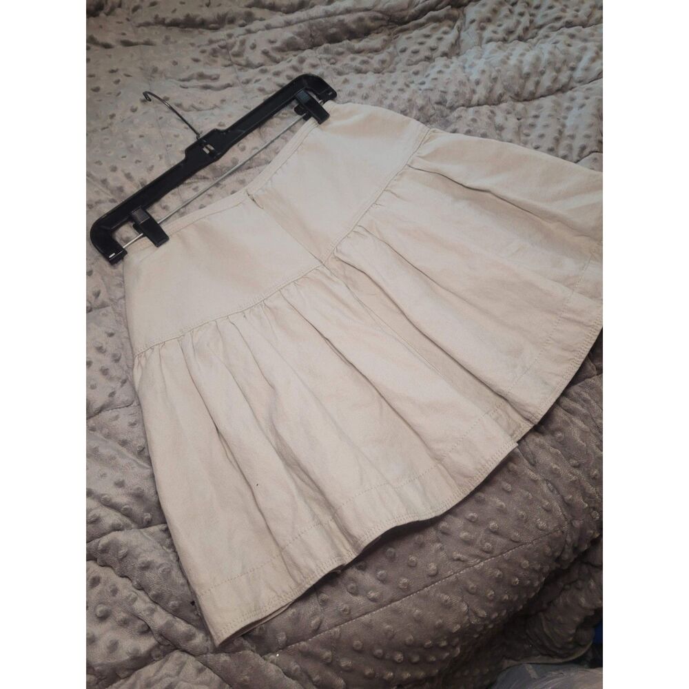 J. Crew Beige Pleated Mini Skirt Size Small Light Academia Coquette Preppy